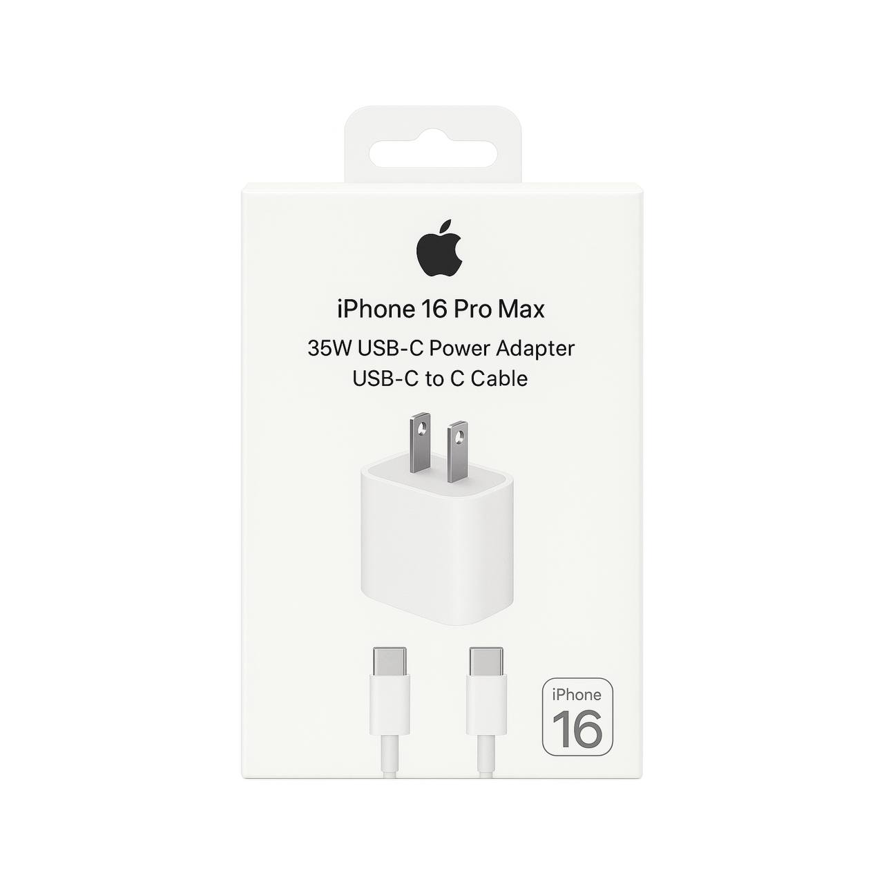 Adaptador de Corriente 35W USB-C + Cable USB-C a C (para iPhone 16 Pro Max)