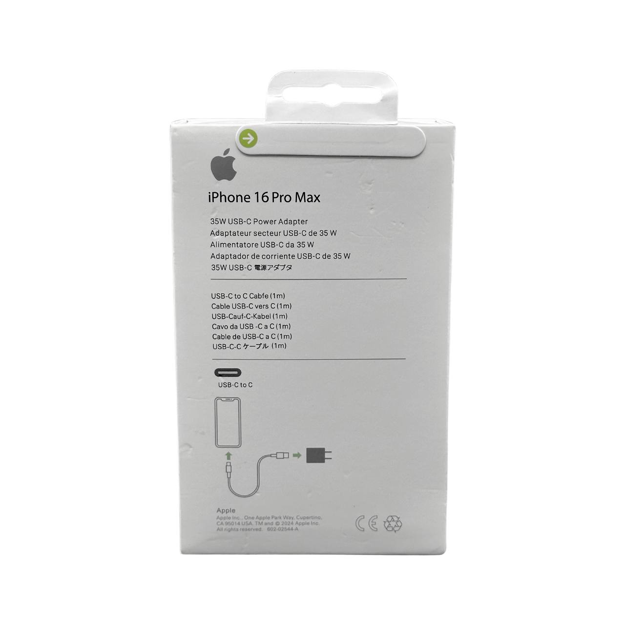 Adaptador de Corriente 35W USB-C + Cable USB-C a C (para iPhone 16 Pro Max)