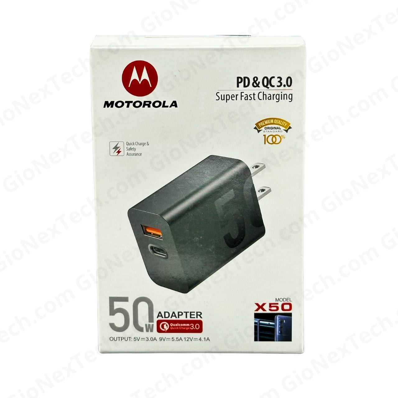 Cargador Rápido Motorola X50 – 50W PD & QC 3.0