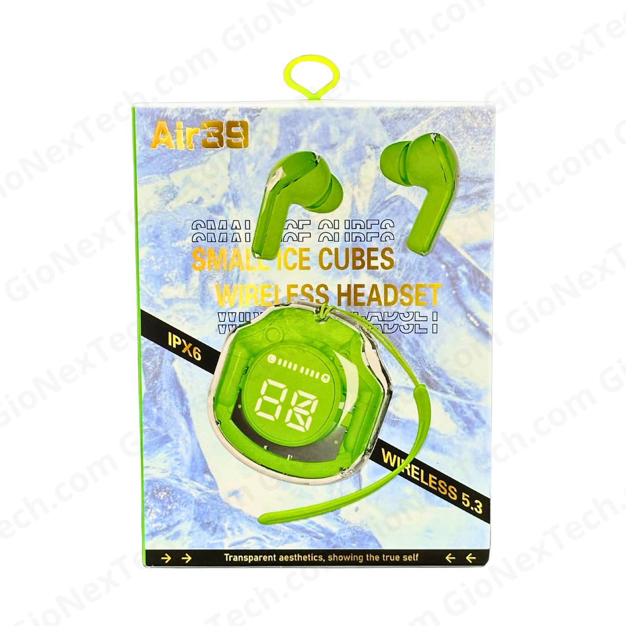 Air39 Small Ice Cubes verde - Audífonos Inalámbricos con Estilo Futurista